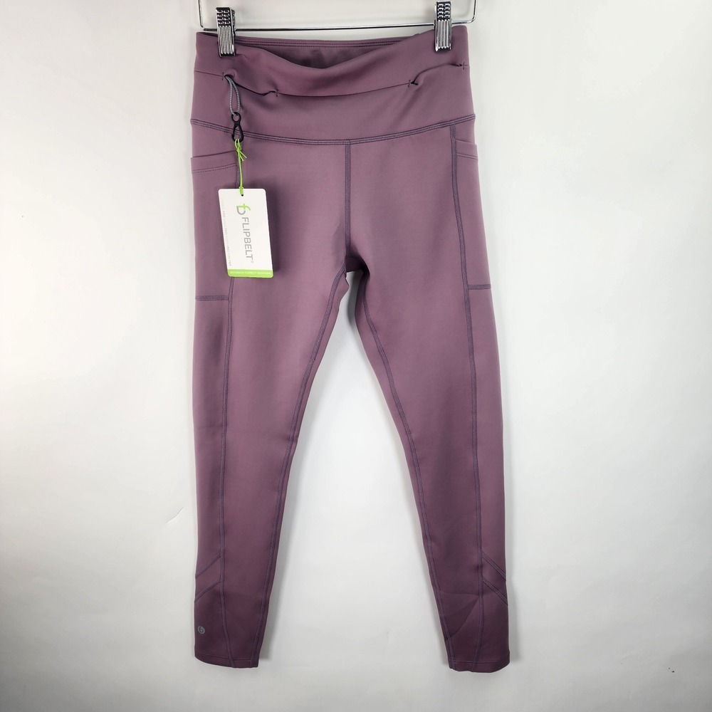FlipBelt Mid-Weight Leggings Women's S Lilac Gym Running Pockets